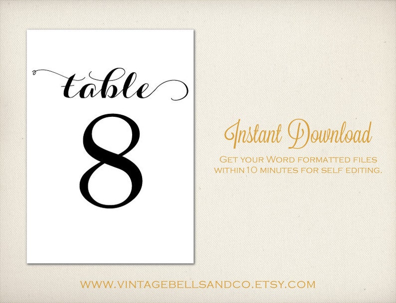 5x7 DIY Printable Table Numbers Template DIY | Etsy