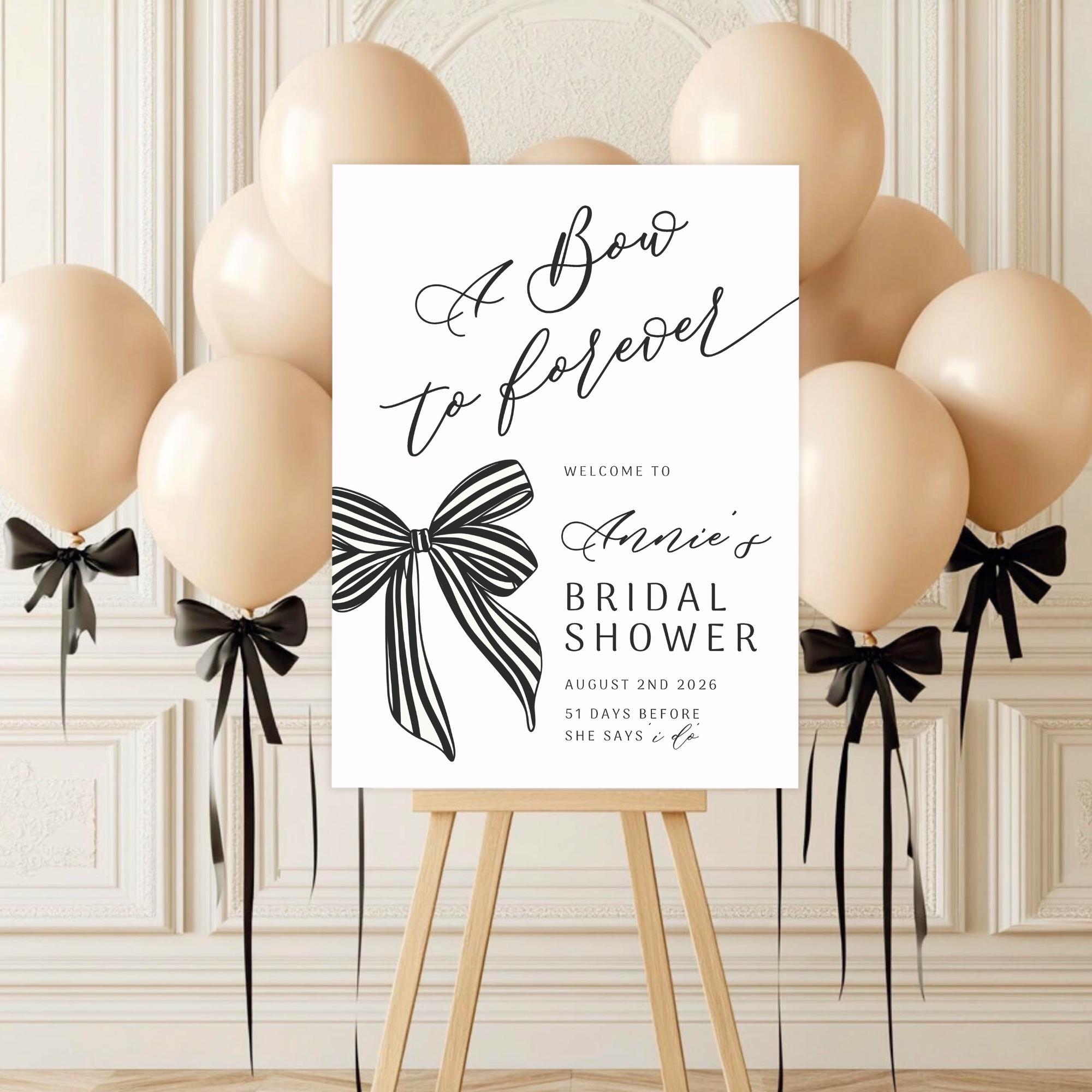 Sign That Said Ribbon Black Coquette Bridal Shower Welcome Sign, Bridal Shower Entrance Sign ...