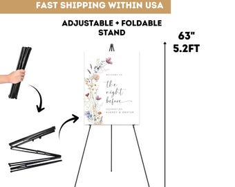 63" Easel Stands for Large Wedding Signs, 5.2ft Easel Stand Welcome Poster Sign, Foam Board Sign Tripod Stand, Event Party Decor Stand