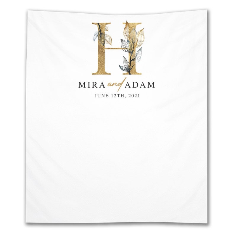 Wedding Backdrop Elegant Gold Monogram Wedding Banner Photo Etsy