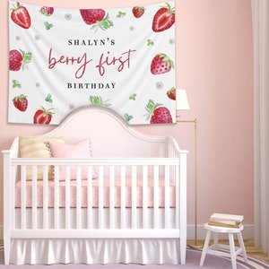 Berry First Birthday Backdrop Strawberry Birthday Theme Party - Etsy