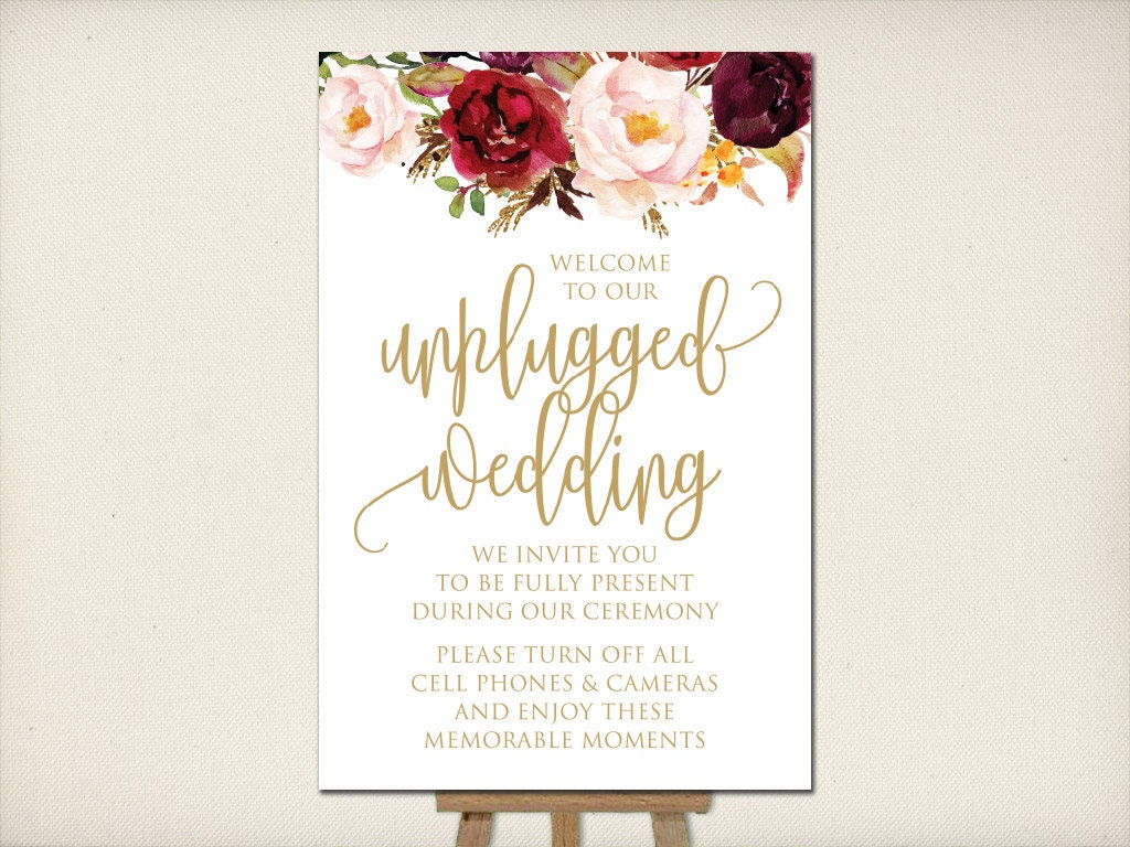 Instant Download Unplugged Wedding Sign 24x36 Etsy