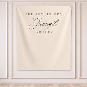 Zukunft Frau Brautdusche Banner, Elegante Schrift Brautparty Kulisse, Braut Brunch Willkommensschild, Brautfoto Hintergrund Dekor - BB460