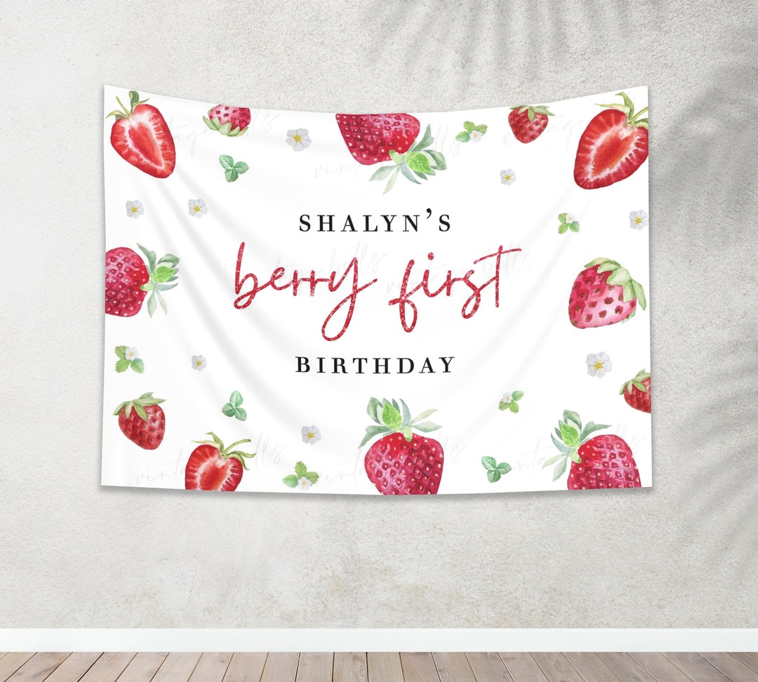 Berry First Birthday Backdrop Strawberry Birthday Theme Party - Etsy