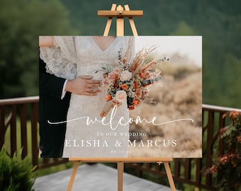 Printed Photo Wedding Welcome Sign, Custom Wedding Sign, Welcome To Our Wedding Sign, Wedding Sign Board, Wedding Rehearsal Sign - WDS1