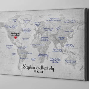 Rustic World Map Canvas Guestbook, Vintage World Map Wedding Guest Book, Destination Wedding Decor, Anniversary Home Decor Ideas - GB49