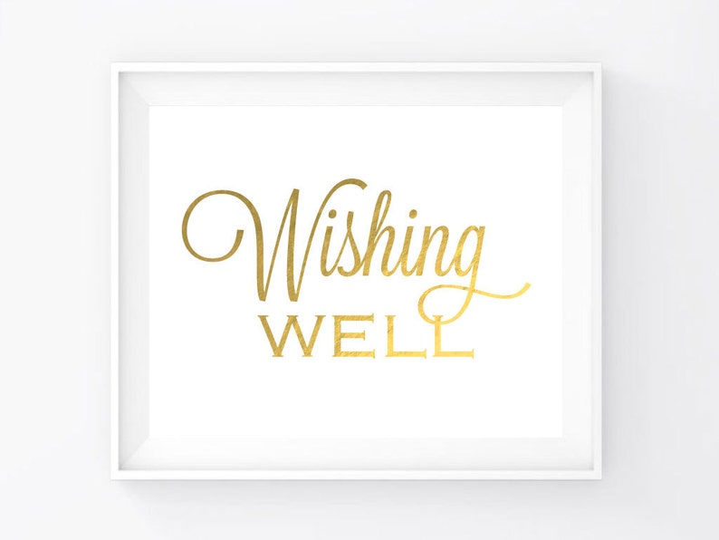 Instant Download Gold Foil Wishing Well Sign Etsy