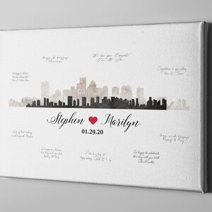 Boston City Skyline Guest Book, Massachusetts USA Canvas Wedding Guest Book Alternative, Graduation Gift Guestbook - GB189