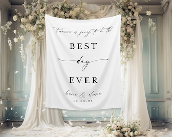 Telón de fondo del ensayo de la boda, el mejor día de la historia del signo de ensayo de la boda, decoración de la cena de ensayo, carteles de la cena de ensayo, la noche anterior - WB330