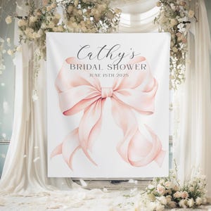 Banner per addio al nubilato con fiocco Blush Coquette, sfondo per addio al nubilato con nastro rosa, sfondo per foto per brunch nuziale, cartello per addio al nubilato con nastro - BB451
