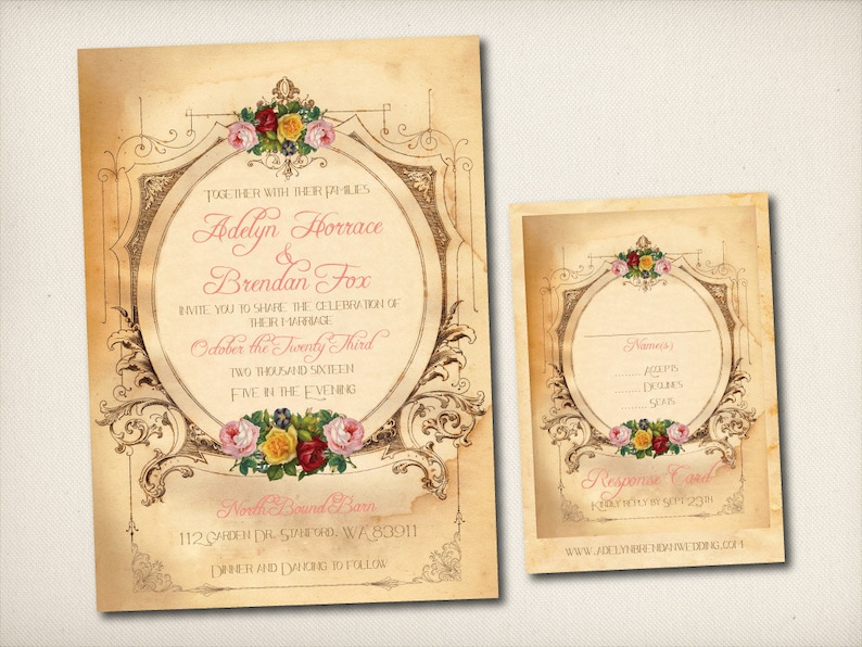 Vintage Roses Wedding Invitation