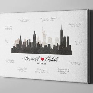 New York City Skyline Guest Book, New York USA State Canvas Wedding Guest Book, Graduation Guestbook, Gift for teacher - GB179