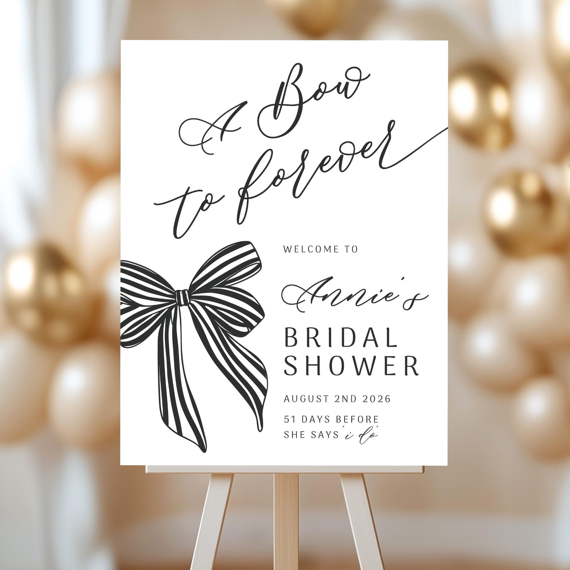 Sign That Said Ribbon Black Coquette Bridal Shower Welcome Sign, Bridal Shower Entrance Sign ...