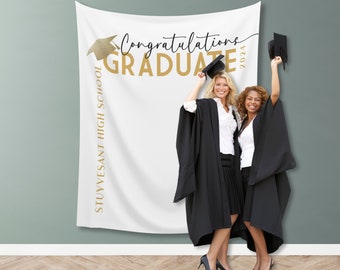 Personalized Graduation Party Backdrop, Graduation Ceremony Banner, College Graduation Decor, Graduation Gift For Her, Dorm Decor - GDB37