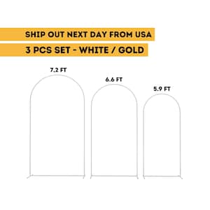 3 pcs White Metal Arch Backdrop Stand Floral Display Gold Frame Metal Backdrop Arch for Wedding, Indoor Party Decoration, Chiara Stand