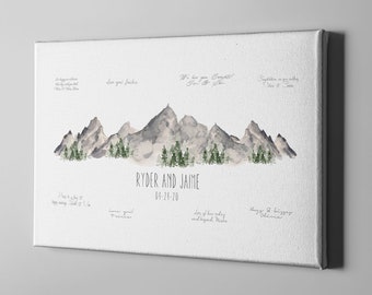 CUSTOM Canvas Guest Book, Woodland Wedding GuestBook, Mountain Anniversary Guest Book, National Park Wedding Signature GuestBook - GB194