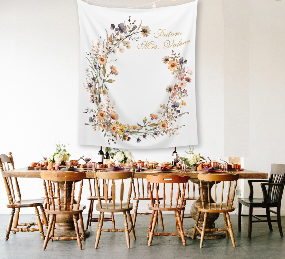 Linen Texture Flower Custom Bridal Shower Backdrop