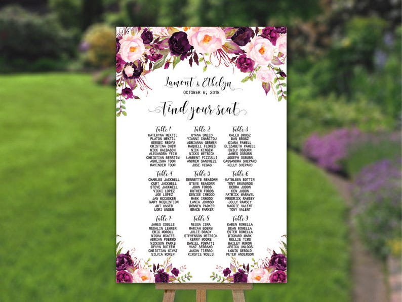 Wedding Seating Chart Table Seating Plan Wedding Sign Find Etsy
