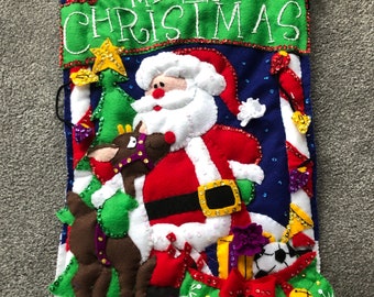 Merry Christmas Felt Wall Hanging Decoration Completed Handmade from Dimensions Kit