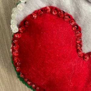 Santa and Teddy Bear Completed Handmade Felt Christmas Stocking from New Design Kit image 3