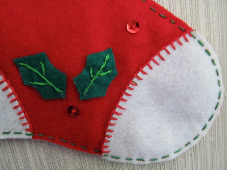 Santa Buddy Completed Handmade Felt Christmas Stocking from Bucilla Kit image 4