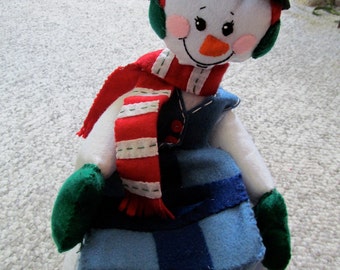 Frosty the Snowman Felt Tissue Box Holder Decoration Completed Handmade from Bucilla Kit