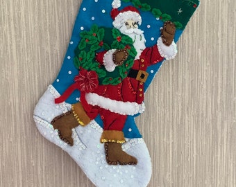 Greetings From Santa Handmade Felt Christmas Stocking from Bucilla Kit