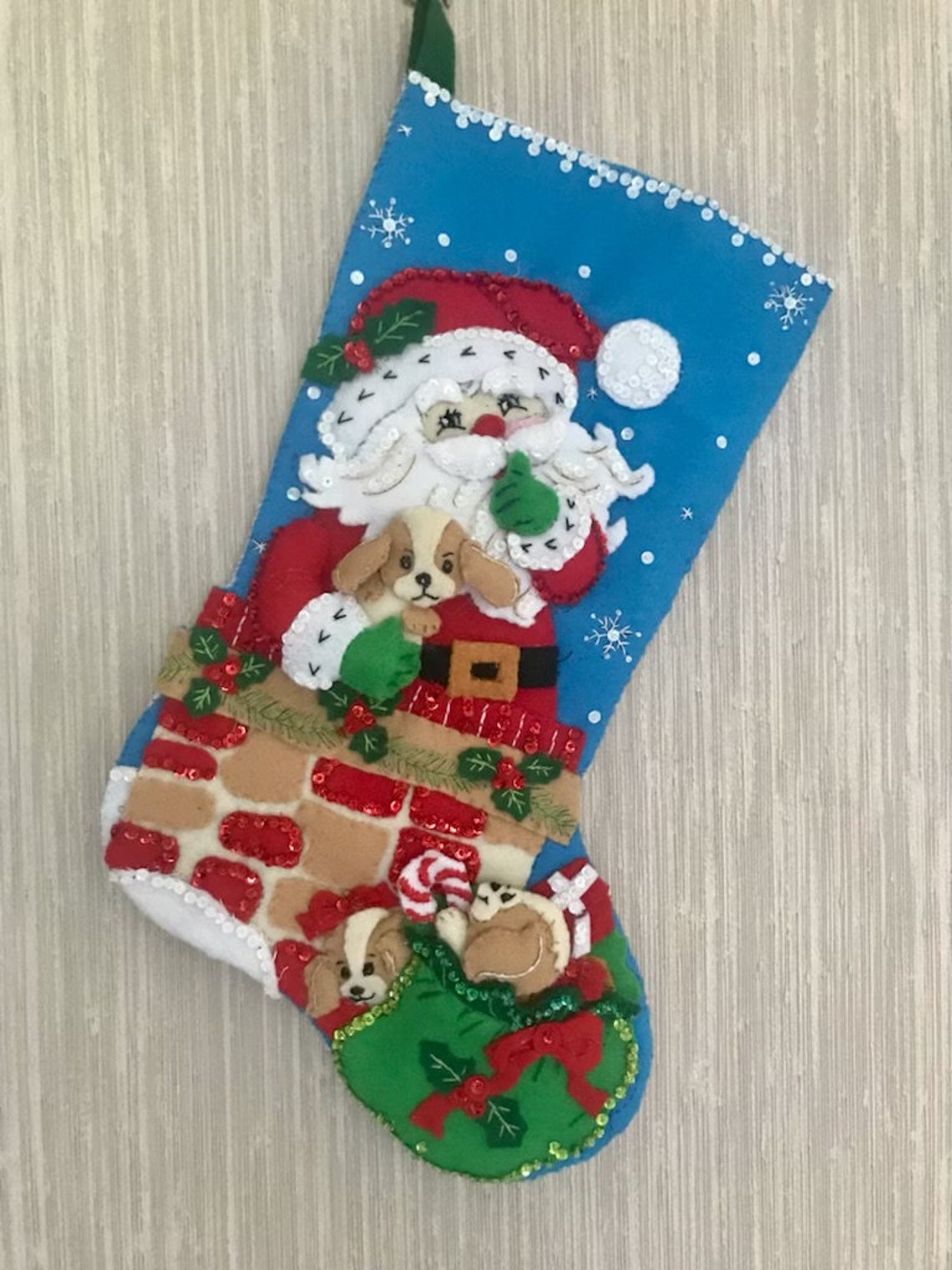 Santa's Secrets Completed Handmade Felt Christmas Stocking From Bucilla ...
