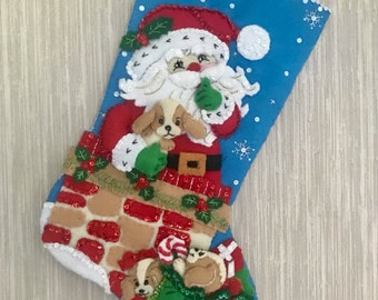 Santa's Secrets Completed Handmade Felt Christmas Stocking from Bucilla Kit