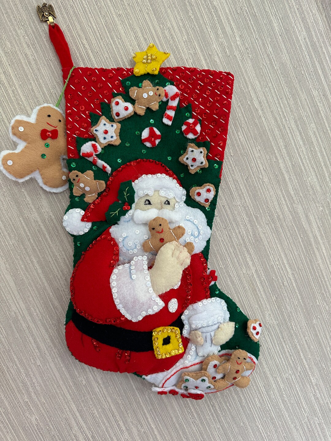 Snack Time Completed Handmade Felt Christmas Stocking From Bucilla Kit ...