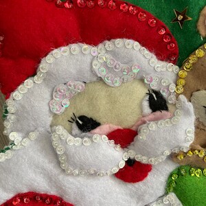 Santa and Teddy Bear Completed Handmade Felt Christmas Stocking from New Design Kit image 6