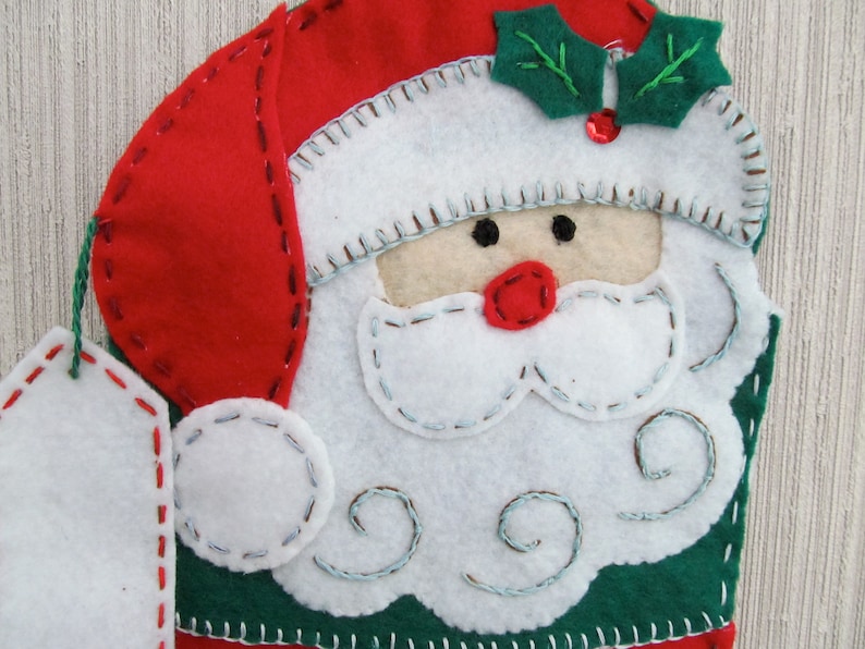 Santa Buddy Completed Handmade Felt Christmas Stocking from Bucilla Kit image 2