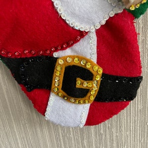 Santa and Teddy Bear Completed Handmade Felt Christmas Stocking from New Design Kit image 4