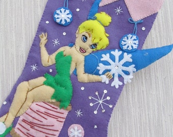 Tinker Bell Completed Handmade Felt Christmas Stocking from Janlynn Kit