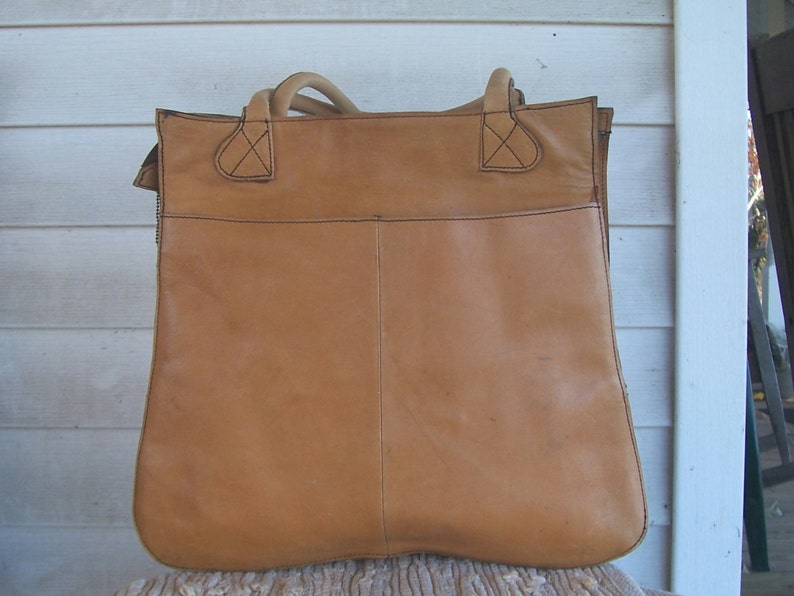 Vintage Leather Large Saddlebag tote bag two outside pockets | Etsy