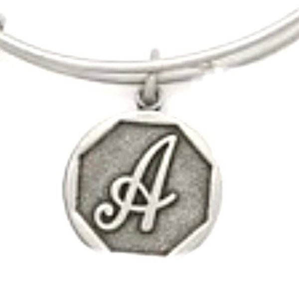 Alex and Ani - “A” Initial Bracelet Charm Bangle, Adjustable Stackable, Rafaelian Silver or Rafaelian Gold, Collectable Gift, Retired Charm