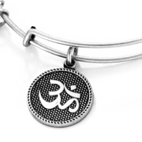 Alex and Ani - Ohm Symbol Charm Bangle Bracelet, Rafaelian Silver/Gold, Collector’s Gift for Her