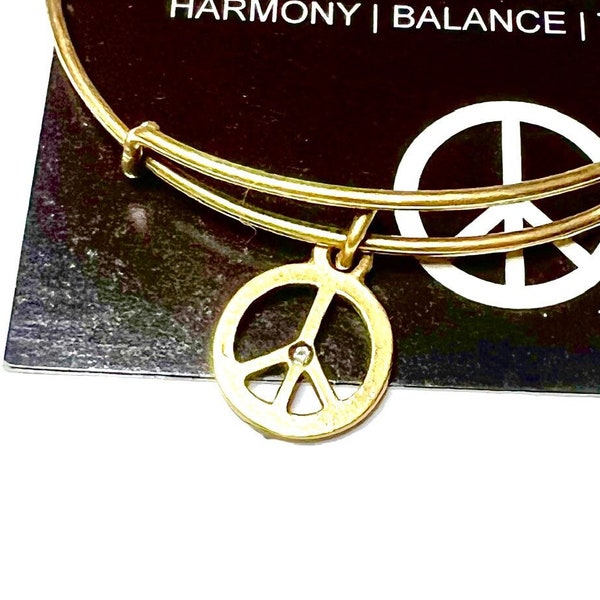 Alex and Ani - “World Peace” Charm Slide Bangle Rafaelian Silver/Gold, Collectable Bracelet, Gift for Her, EUC & NWT