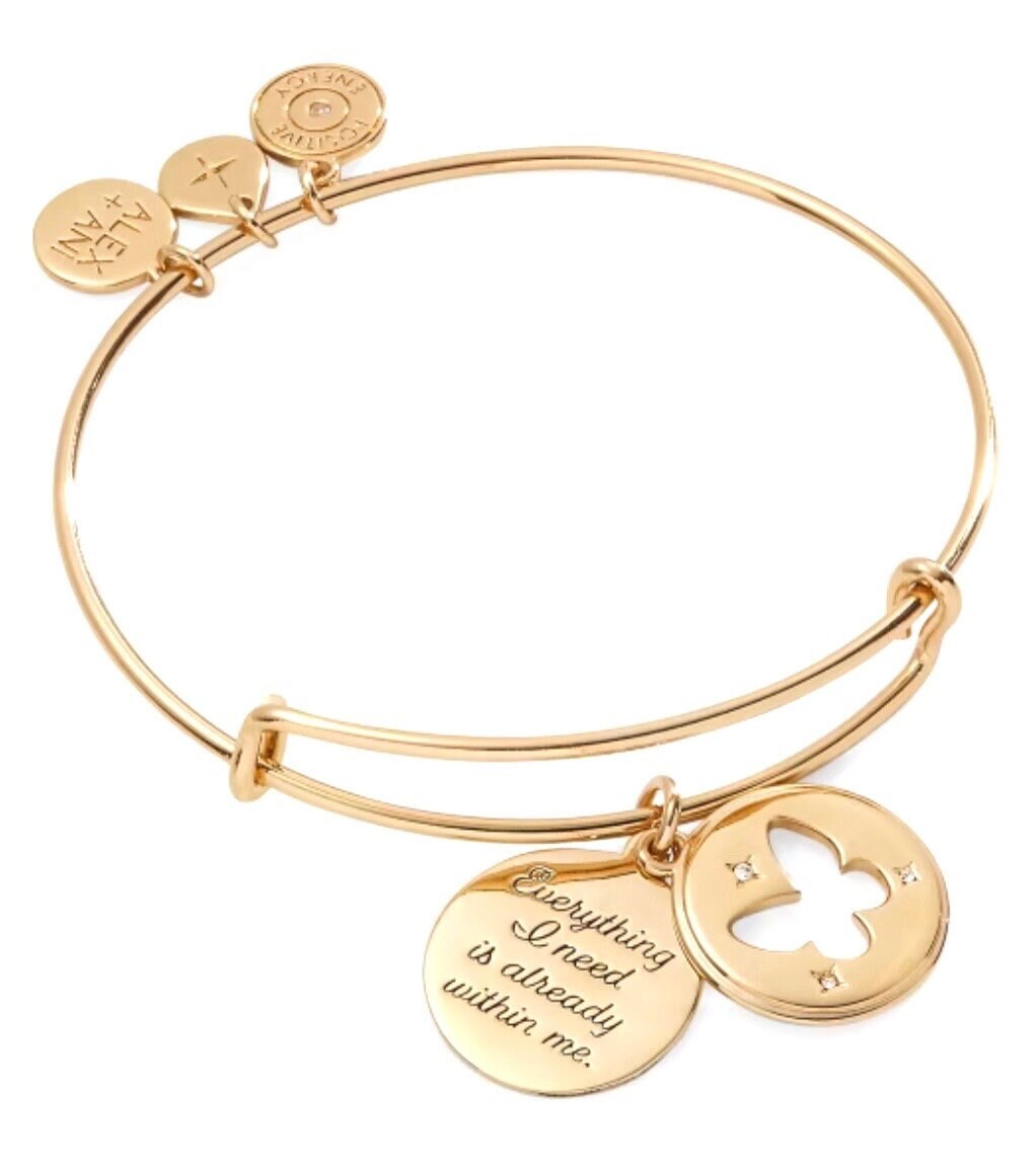 Alex and Ani Hidden Message Butterfly Charm Bangle Rafaelian Gold