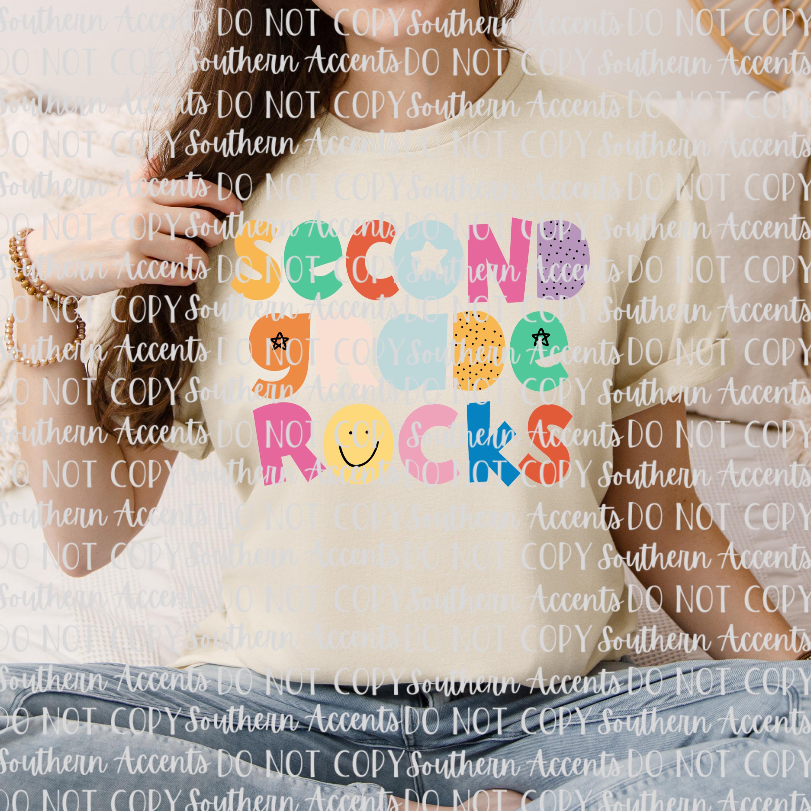 Second Grade Rocks Graphics Second Grade Rocks PNG, 2nd Grade, Back to School Sublimation Design ...