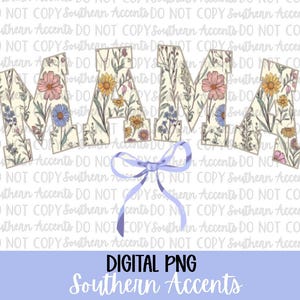 Mama Floral Coquette Bow PNG Dzień Matki Foral PNG