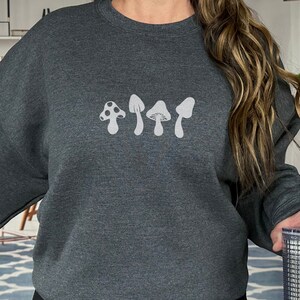 Mushroom Embroidered Crewneck Sweatshirt - Mushrooms Cozy Cottagecore Jumper