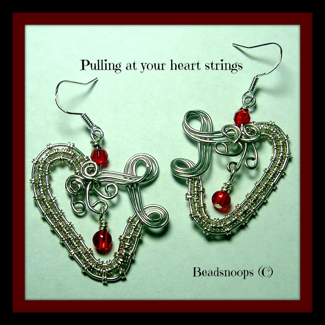 Pulling at your heart strings...wire wrap weave dangle Etsy
