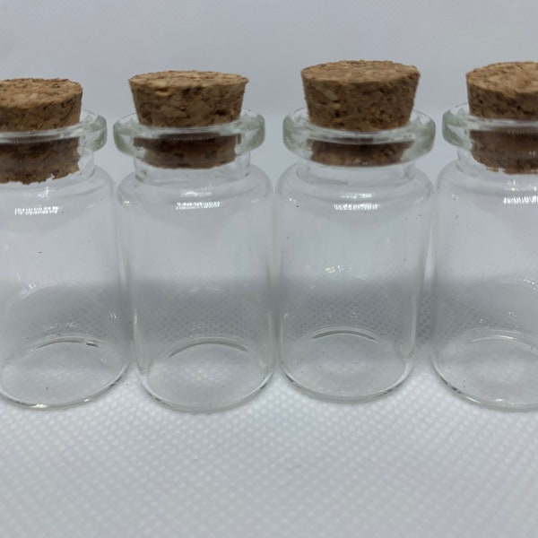 Small glass bottle with corks • set of 4 • empty bottle • vial • spell bottle • charms • talisman • container •