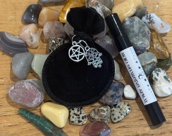Protection Mojo Bag | Ritual Talisman, Spell Charm, Crystal Herbs (Charging Spray Included)