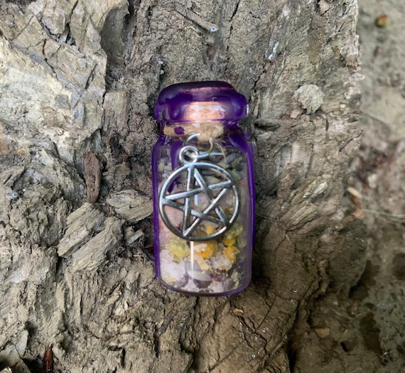 Ease Anxiety spell jar • anti-anxiety spell bottle • spell bottle • talisman • pentagram charm • witch • ritual • alter tool • manifestation