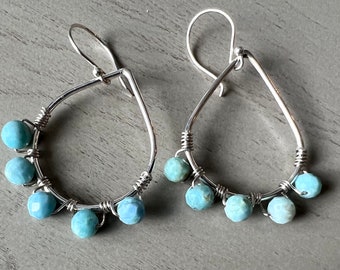 Choice of 5 or 3 stone Larimar earrings