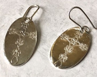 Fine Silver Cross Earrings