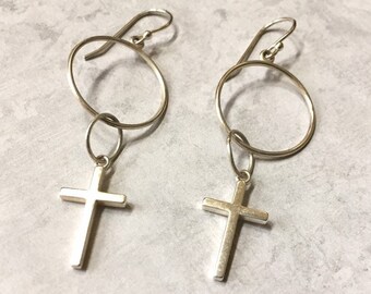 Cross earrings in sterling silver