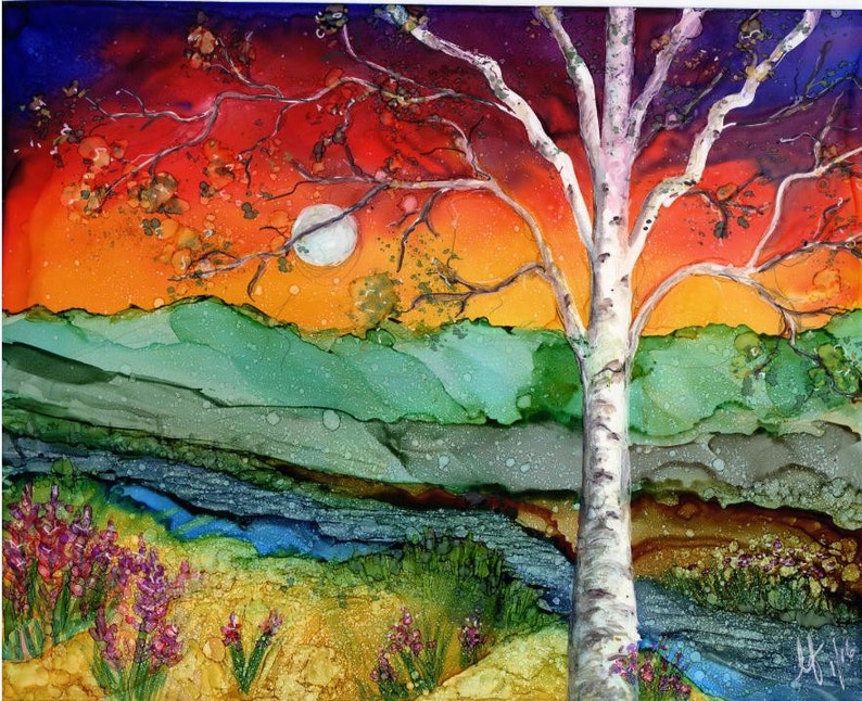 Alcohol Ink Print 5x7 8x10 11x14. Alcohol Inks Sunset Etsy
